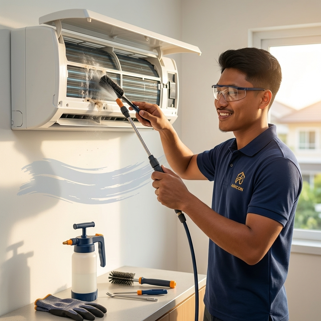 Inigo Aircon technician at work in Ramon Isabela